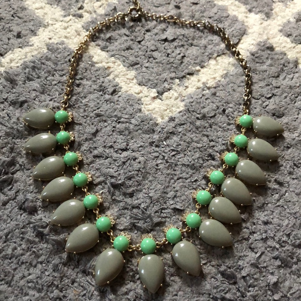 JCREW statement necklace grey/ green